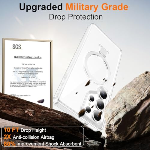 STERKER Magnetic Ring Stand Designed for Samsung Galaxy S23 Ultra Case [Military Grade Drop Protection][Compatible with Magnetic] Not Yellowing Slim S23 Ultra, Clear by STERKER - Image 4