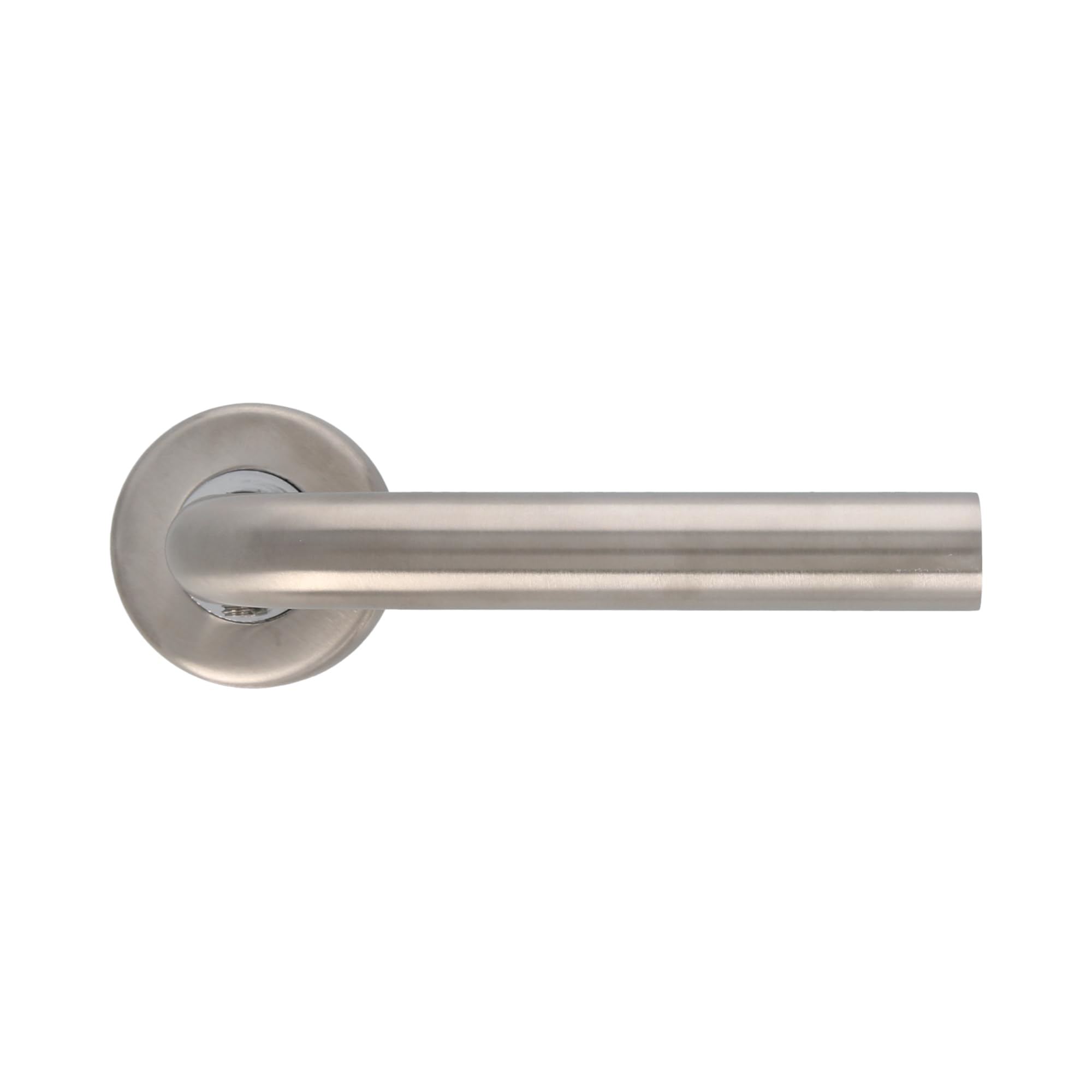 Amig - Juego de Manillas con Roseta para puerta - Mod. 4E - Acero inoxidable 18/8 - Ø53 mm - Cuadradillo de 8 mm - Plateado