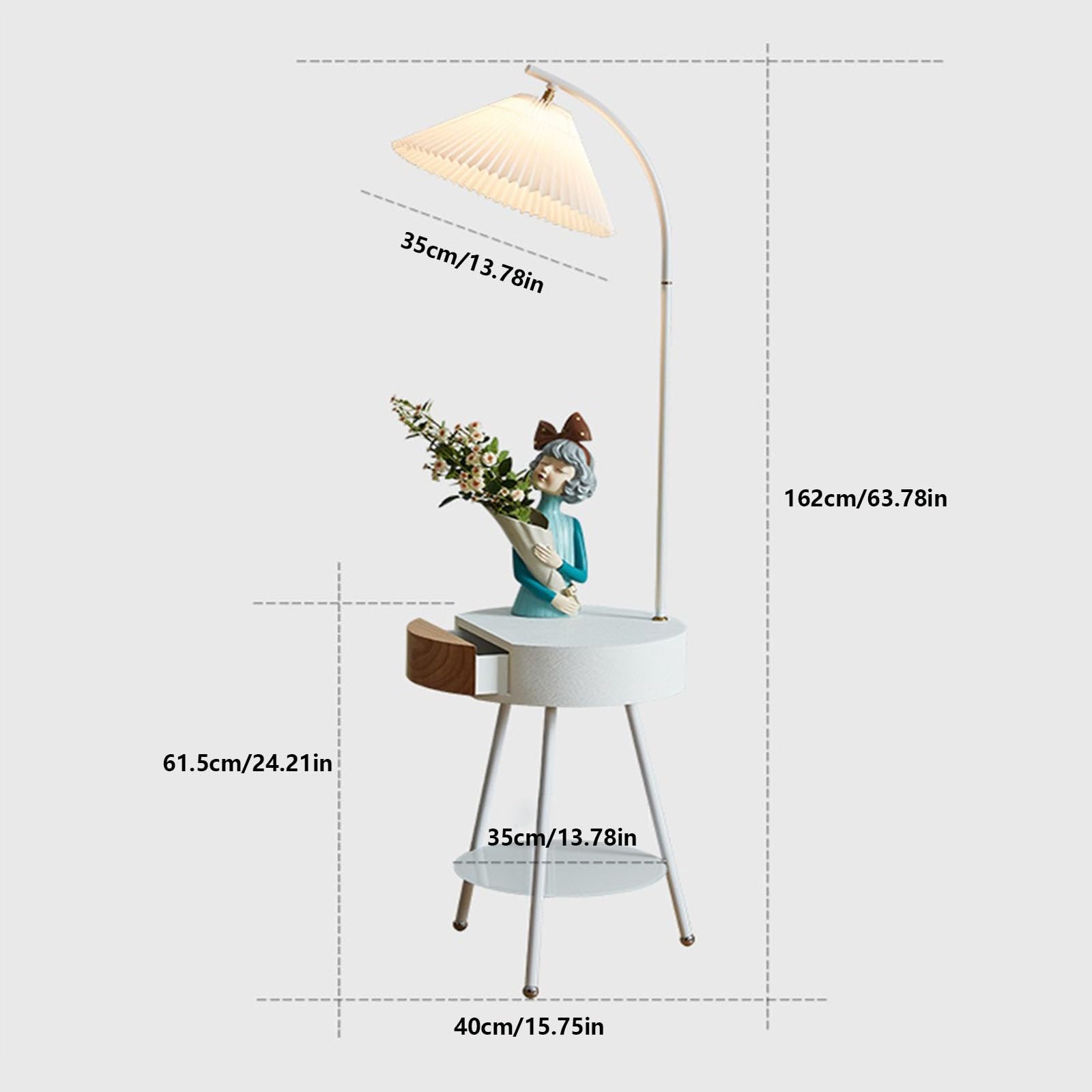 Stalowe lampy lampy stojące ze stołem, zagłówkiem Porty USB do stacji ładującej, szuflada na stolik nocny do salonu, sypialni, mieszkania Dekoracja (Świnka)