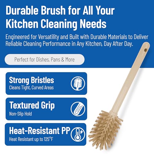 Image of SPARTA Scrub Brush Bottle Brush, Dishwasher Safe Brush with Hanging Hole for Cleaning, Plastic, 16 Inches, Tan