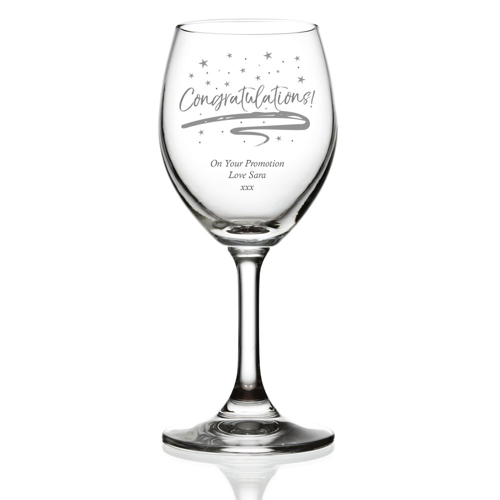 Ukgiftstoreonline Congratulations Sentiment Personalised Engraved Wine Glass