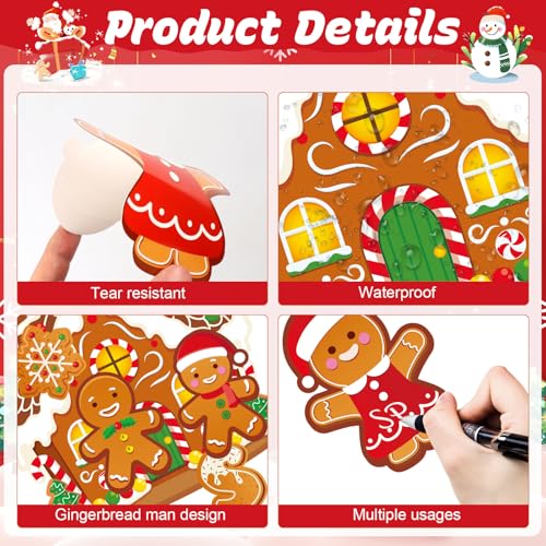 Image of 113 Pcs Christmas Bulletin Board Decorations Set Christmas Gingerbread Classroom Decorations Gingerbread Man Gingerbread Candy House Cutouts For Xmas Winter Holiday Party Office Classroom School Wall Decor