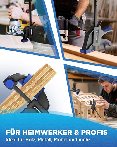 KISTEK® Zwingen-Bundle - 10x Federklemmzwingen + 4-teiliges Einhandzwingen-Set – Schnellverschluss & starke Spannkraft für Heimwerker & Werkstatt