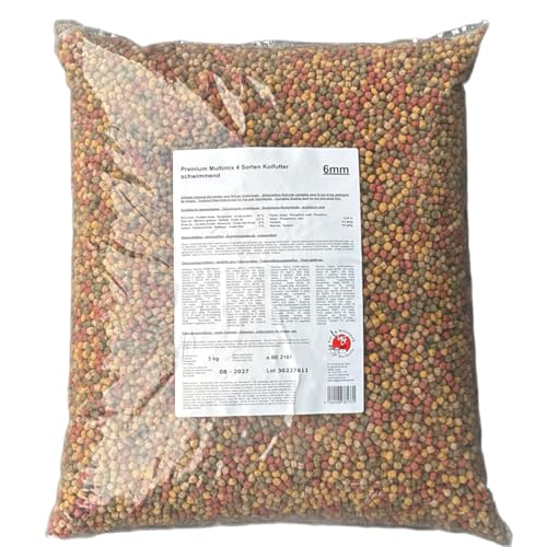 Koi Herdecke - 5 kg Fischfutter Mix für Koi's | Schwimmende Pellets von 6 mm | geeignet für Zierfische - Goldfische - Orfe - Shubunkin | 5 Kilo Pack - Alleinfuttermittel