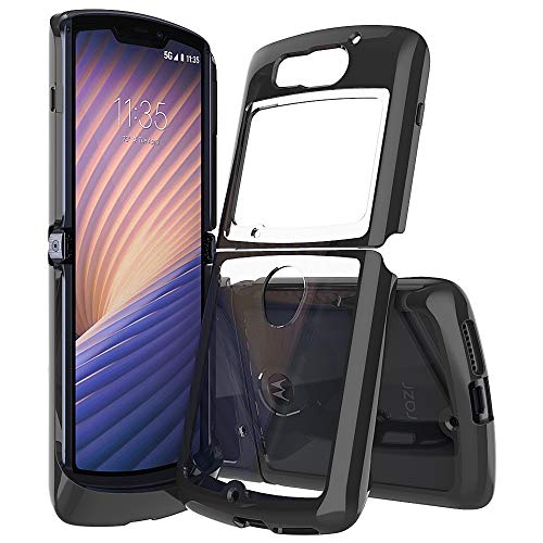 XINNY Housse pour Telephone Motorola Razr 5G Etui, Antichoc PC/TPU Cadre Protection Coque, Noir