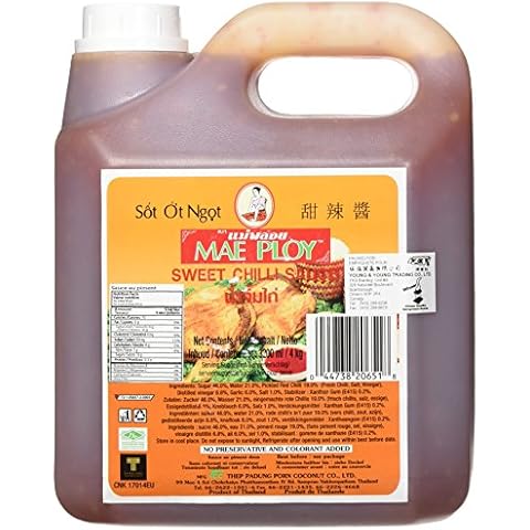 Mae Ploy Thai Sweet Chilli Sauce (8.8 Pounds Total 108oz) Huge Jug Versatile Dipping Sauce Cover