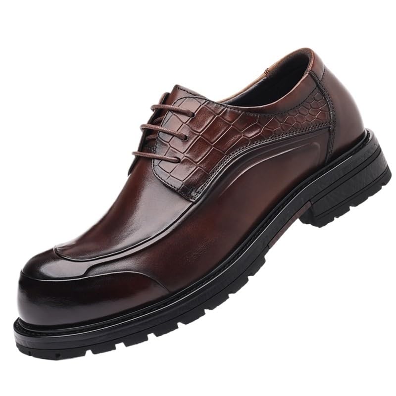 Mens Derby Shoes Slip-ons Comfortable Tuxedo Shoes Formal Derby Shoes Walking(Brown,10)