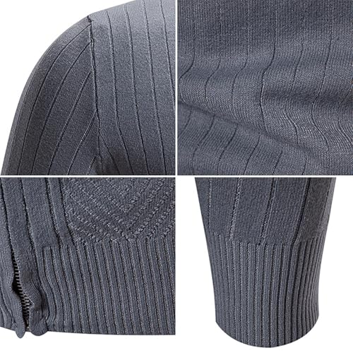 Men's Cardigan Sweaters Full Zip Up Stand Collar Slim Fit Outerwear Trendy Casual Knitted Sweater with Front Pockets4
