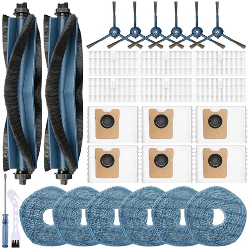 Image of 28Pack Omni C20 Accessories Kit,Compatible with Eufy Omni C20 Robot Vacuum,2 Main Brush 6 Hepa Filters 6 Side Brushes 6 Mops 6 Activated Carbon Vacuum Bags,C20 Omni Parts