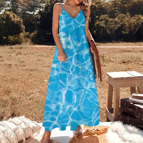 Robe sans manches longue col V au tombé fluide et décontracté - 2
