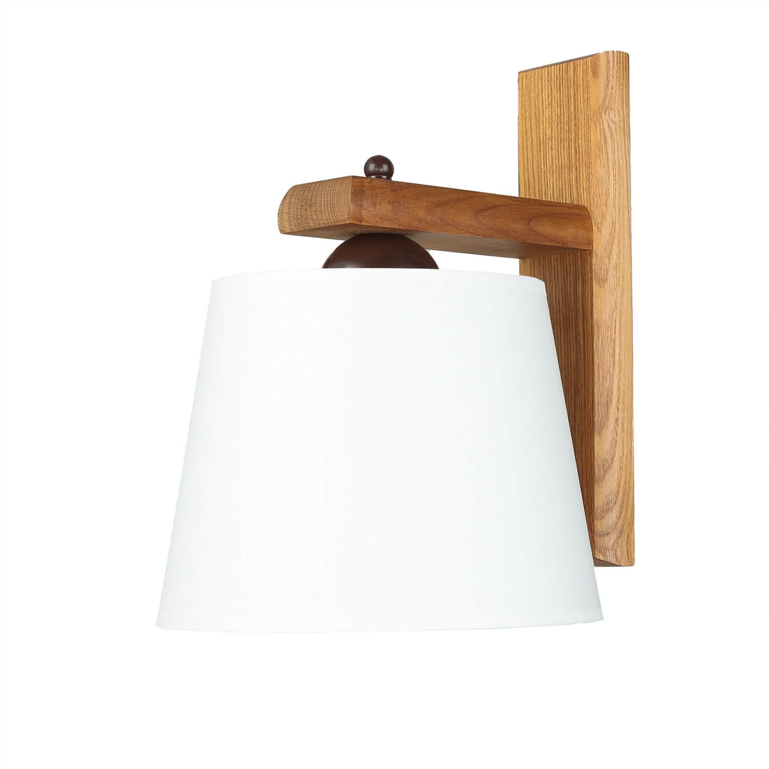 Licht-Erlebnisse Wandlampe Innen Stoff Eiche Rustikal Ecru Flur Wohnzimmer T:20 cm E27 max. 60W Modern gemütliche Wandleuchte Schlafzimmer AIDA
