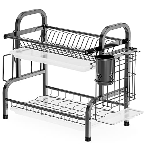 iSPECLE Dish Drying Rack, 304 Stainless Steel 2Tier Dish Rack with