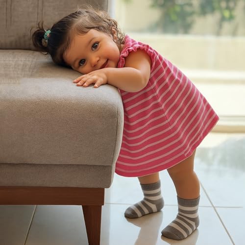 Image of FOOTPRINTS Organic cotton Kids Socks - Pack of 6 Pairs - Star Stripe