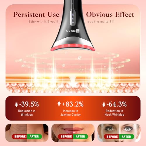 Image of Brago 7-in-1 EMS Face & Neck Massager | Skin Lifting Device with LED Light & Heat Therapy | Reduces Wrinkles, Anti-Ageing & Double Chin | Skin Tightening & Firming Tool for Glowing Skin | Type-C Rechargeable