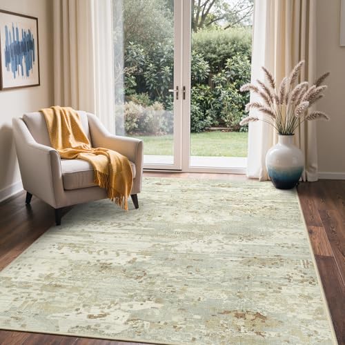 Image of BEIMO Area Rugs 5x7 for Living Room Bedroom, Modern Abstract Machine Washable Rug, Large Soft Low Pile Floor Carpet with Non Slip Backing for Dining Room, Beige