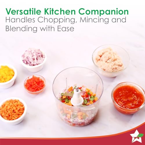 Wonderchef Nutri-chop Pearl Electric Chopper | 4 Sharp Stainless Steel Blades | 700ml | 350W | Chop and Mince Vegetables, Meat, Blends Dips | Low Noise | Light-weight | 2-Year Warranty 6 51lG3Mw6MQL