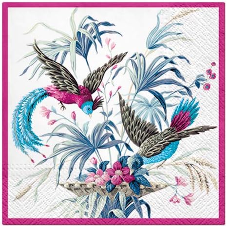 BIRDS OF EDEN - Servilletas tropicales para pájaros, decorativas, desechables, diseños exóticos (40 unidades)