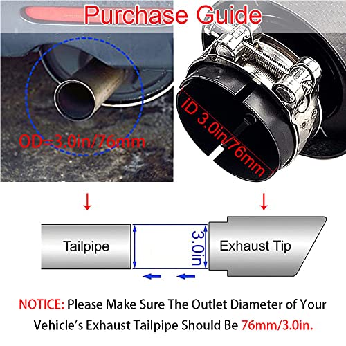 Carbon Fiber Exhaust Tip 3 Inch Inlet 4 Inch Outlet Glossy Black Exhaust Tips 3 Inch Muffler Tip #TOP1