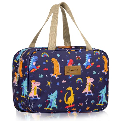 Aucuu Neceser Mujeres, Neceser de Viaje, Bolsa de Cosméticos Impermeable, Bolsa de Maquillaje Portátiles, Bolsa Aseo señora, para Uso Diario Viaje-Dinosaurio Azul Oscuro