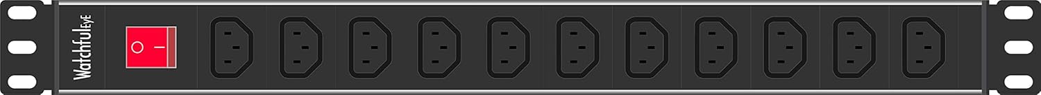 WTH-CS/PDU-C13 125V/15A Heavy Duty Metal 1U Rack Mount PDU Power Strip 10 ft Extension Cord Integrated Circuit Breaker