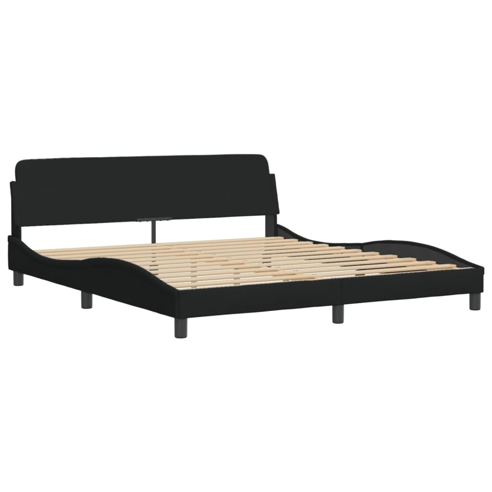Homgoday Lattenrost ohne Matratze Schwarz 180x200 Stoff Bett mit Bettrahmen Bettgestell Bettgestell Modern Rahmen für Wohnzimmer Schlafzimmer Modell 373227IT