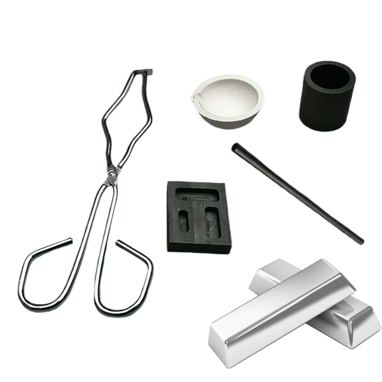 Kit de fusion d'argent pour débutants avec moule graphite et accessoires de raffinage métal