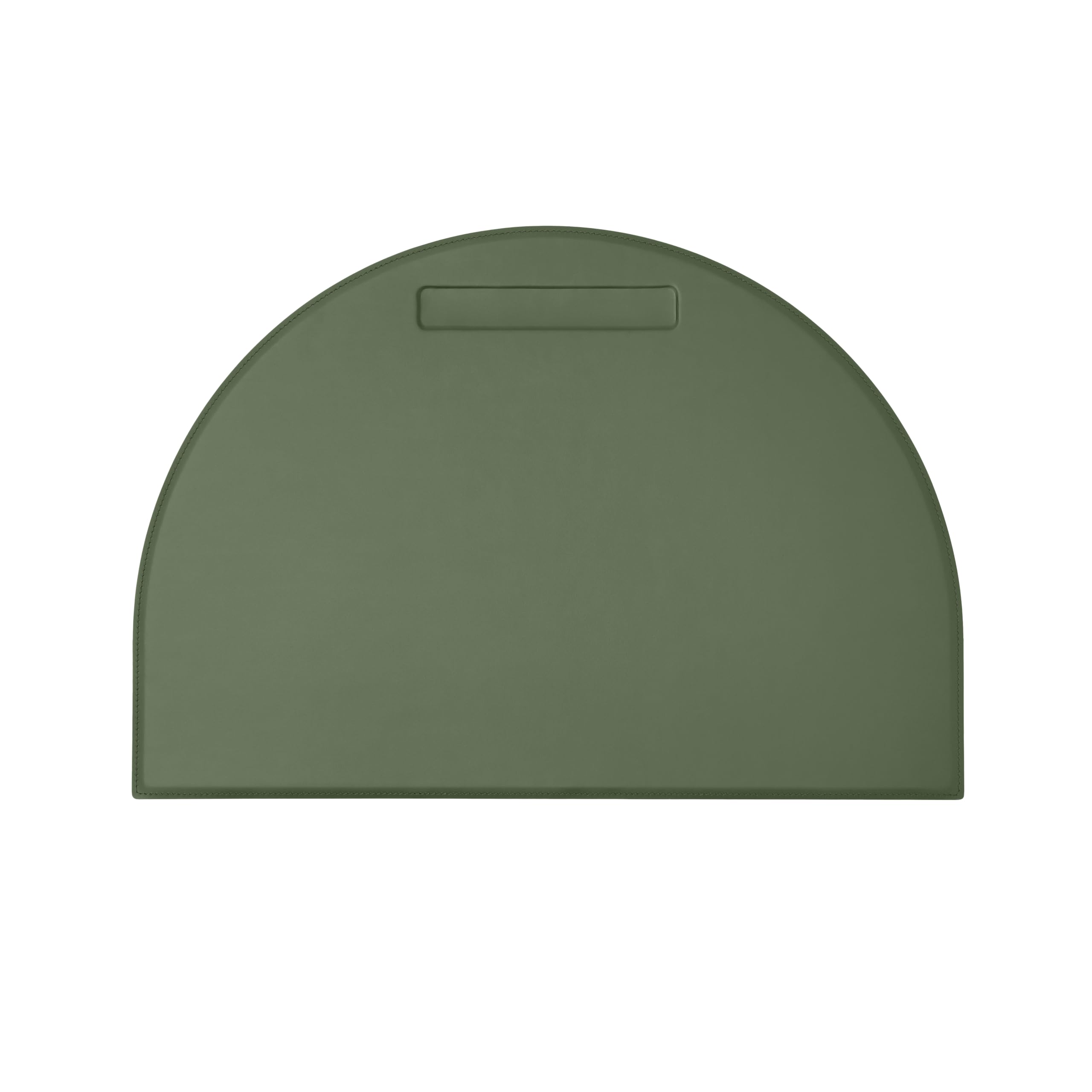 Eglooh - Diana - Desk Mat for Office Made of Green Leather - Desk Pad cm 80x50 - Semicircle Shape and Pen Slot - Handmade Stitchings and Non-Slip Bottom - Made in Italy