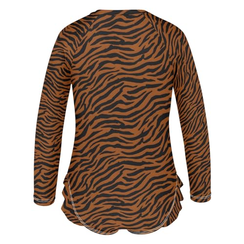 ALAZA Toddler Swimsuit Girl Bathing Suit Swimwear Rash Guard Tiger Skin Print Long Sleeve 3T3