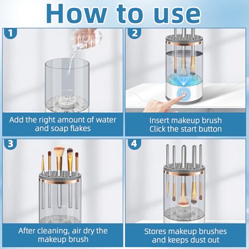 Pinselreiniger Make up Elektrisch, USB Make up Pinselreiniger Trockner Mit Silikon-Reinigungspads und Seifentabletten, Make up Pinsel Reiniger für Make-up-Pinsel Aller Größen