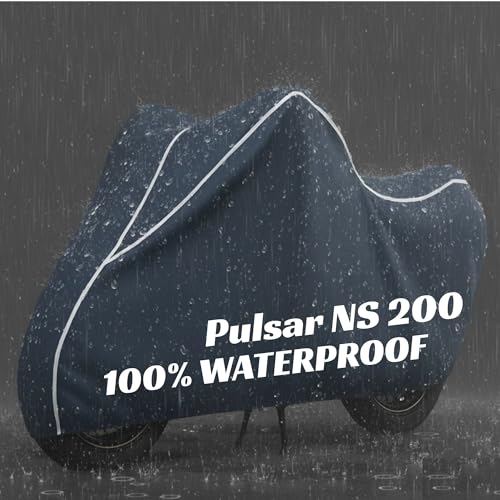 Image of 100% Waterproof Pulsar NS200 Bike Cover | Polyester Body Cover for Rain & Sun | UV Protection, Dustproof, Scratch Resistant, Windproof, Heat Resistant, Vehicle Specific Fit (Blue)
