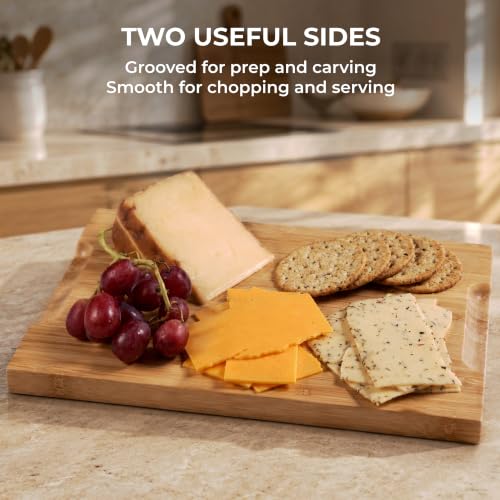 Chef's Vision Set de 3 Tablas de Cortar de Bambú, 0.8 Pulgadas de Grosor, Formato Rectangular con Manijas Integradas y Surcos para Jugos miniatura 4