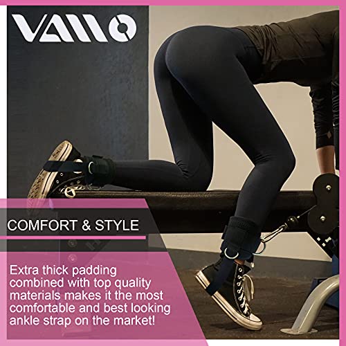 VAIIO Ankle Straps for Cable Machines,Adjustable Comfort fit Neoprene, Reinforce Double D-Ring - Premium Ankle Cuffs to Improve Abdominal Muscles, Lift The Butts, Tone The Legs for Men & Women