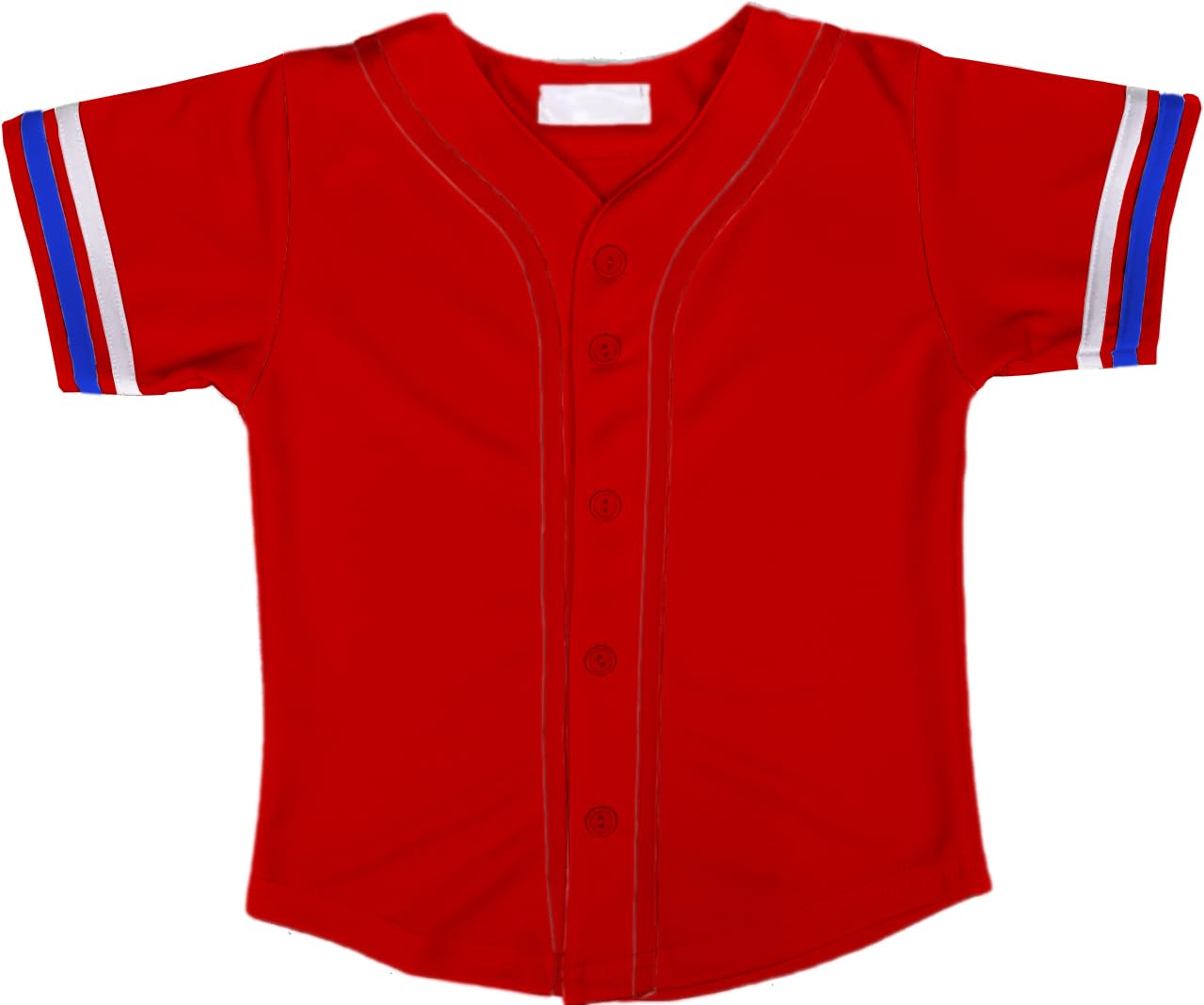 DIGITMON Kids Baseball Jersey Button Down Premium Sleeve Two-Striped T Shirts Uniform REDWHITEROYAL for 3Mo Infants