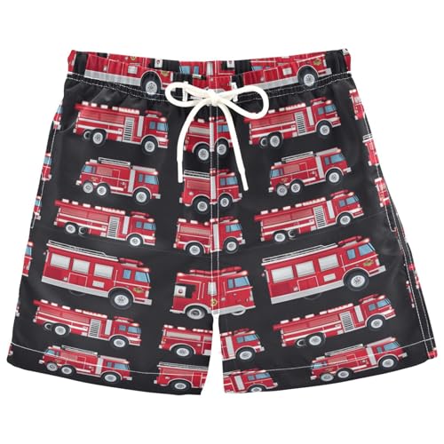 Firefighter Fire Trucks Boys Swim Trunks Match Fire Hydrant Toddler Beach Board Shorts Baby Summer Bathing Suit 3T Multicolor