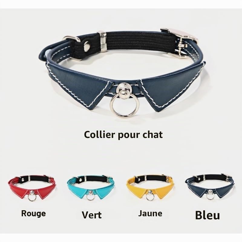 Collier en cuir personnalisé pour animal de compagnie avec plaque nominative gravée, convient pour les chats et les petits chiens