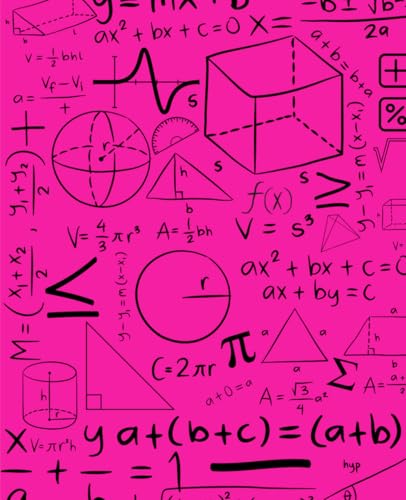  Math Genius: Notebook with Formula Cover  Hot pink  College Ruled ( 7.5 x 9.25 inches )