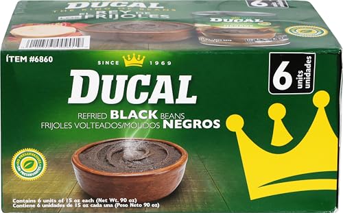 Ducal Instant Vegetarian Black Refried Beans 15oz (Pack of 6) | G...