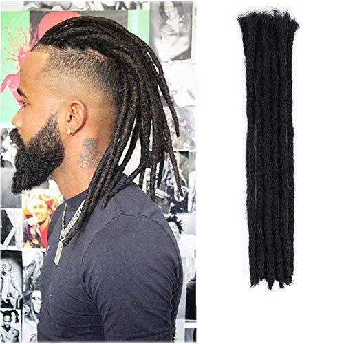 VETYES 20 Inch Human Hair Microlocks Sisterlocks Dreadlocks Extensions 10Locs Full Handmade Soft Faux Locs Fashion Reggae Hair Width 0.8cm,10 Strands/Pack