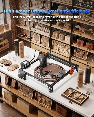 Image of ACMER P1 S Pro Laser Engraver and Cutter, 48000mW High Power Diode Machine | with 25L Air Assist, 380x350mm Work Area, Laser Cutter for Thick Wood, Acrylic, Metal, DIY Crafts and Small Business