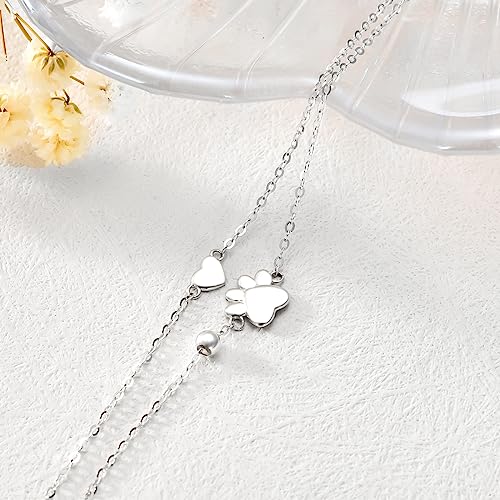 Image of SISGEM Solid 14K Gold Layered Anklet for Women, Real Gold Dog Paw Print Anklet Bracelet Foot Bracelet Fine Jewelry Anniversary Birthday Gifts for Her, Wife, Mom, 8''+2''