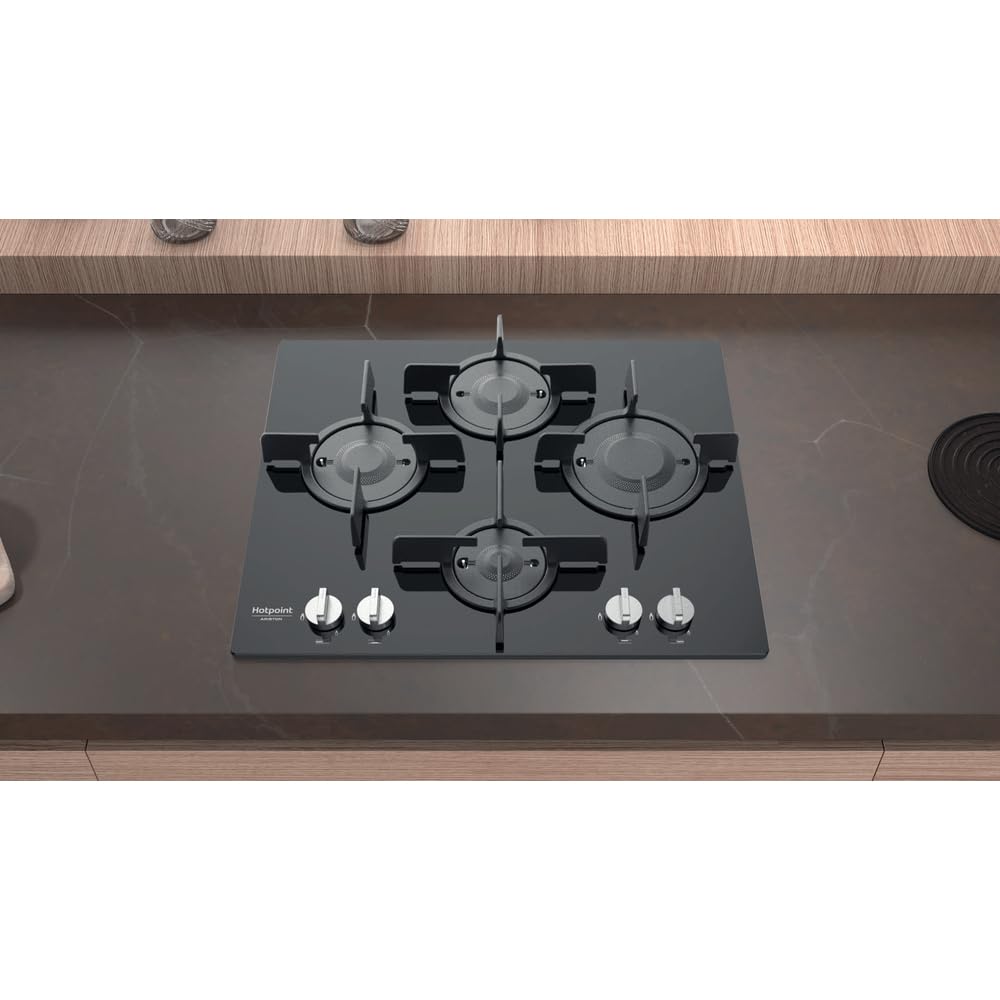 Hotpoint FTGHG 641 D/HA(BK) 60 cm, 4 fuochi, Nero, griglie in ghisa