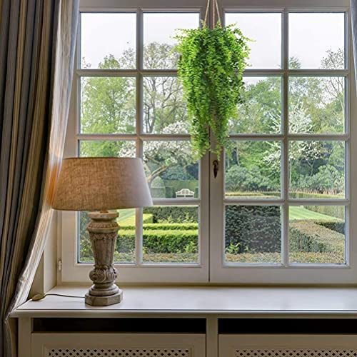 Cattree Artificial Plants Vines, Boston Persian Rattan 2 Pcs, Greenery Fake Ferns Hanging Plant Ivy Flowers Outdoor Uv Resistant Plastic Vine For Wall Indoor Party Decorations #TOP5