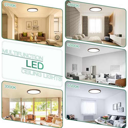 Image of Brightever LED Flush Mount Ceiling Light Fixture Oil Rubbed Bronze, 24W 3200LM 5CCT Dimmable LED Ceiling Light, 2700K /3000K /4000K /5000K /6500K, 12 Inch Ceiling Lamp for Bedroom, Dining Room, 1 Pack