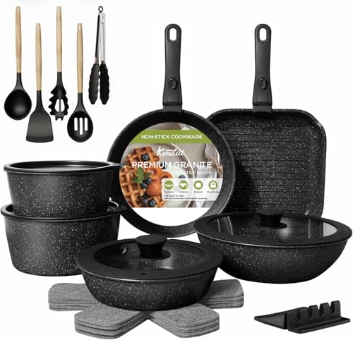 La Mejor Recopilación de Juegos de sartenes y ollas - los más vendidos. 47 Juego de ollas y sartenes antiadherentes, Juego de 23 Ollas, Sarten Batería de Cocina, Juego de Sartenes con Mango Desmontable, Batería de Cocina Apto para Lavaplatos Y Horno -...