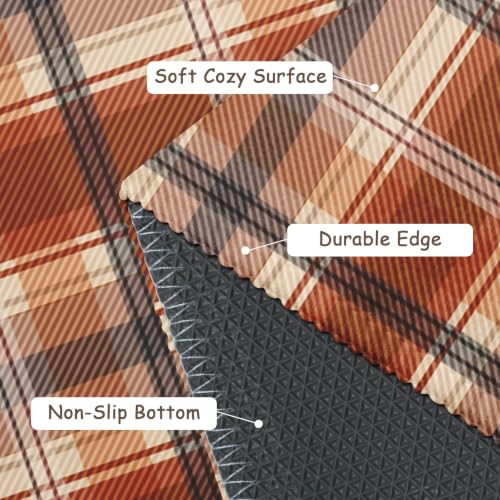 Fall Plaid Doormat Autumn Burnt Orange Buffalo Check Area Rugs 2x3 Farmhouse Thanksgiving Holiday Decorative Front Door Mat Washable Small Rugs for Entryway Bedroom Bathroom Laundry - Image 5