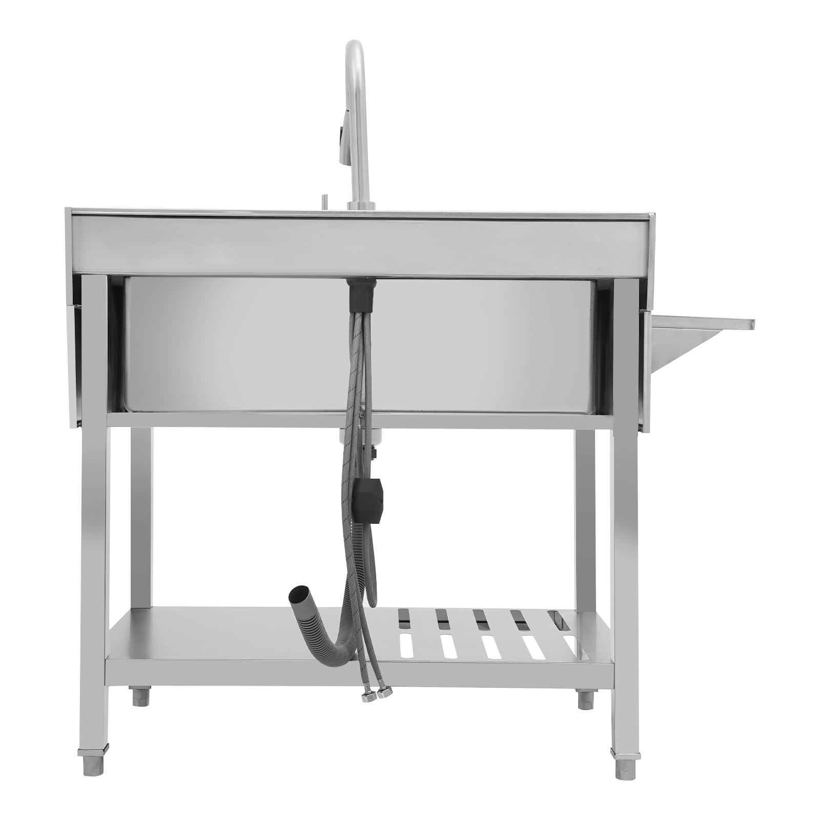 Fregadero de cocina independiente, 90x57x94 cm, acero inoxidable, grifo extraíble, lavabo portátil para catering