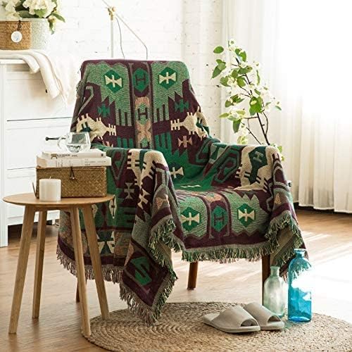 GYROHOME Sofa Slipcover,Throw Blanket with The Theme of Boho Geometry Style for Couch with Tassels for Chair,Bed,Sofa,Suitable Carpet,Shawl and Tablecloth,35x70inch
