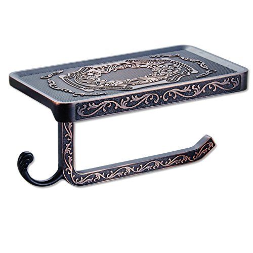 Preisvergleich Produktbild CASEWIND Öl Rubbed Bronze Klorollenhalter Toilettenpapierhalter mit Ablage Handyhalter, Besteht aus Legierung Wandmontieren Wand für WC Küche Badezimmer mit Amerikanisch Schnitzerei