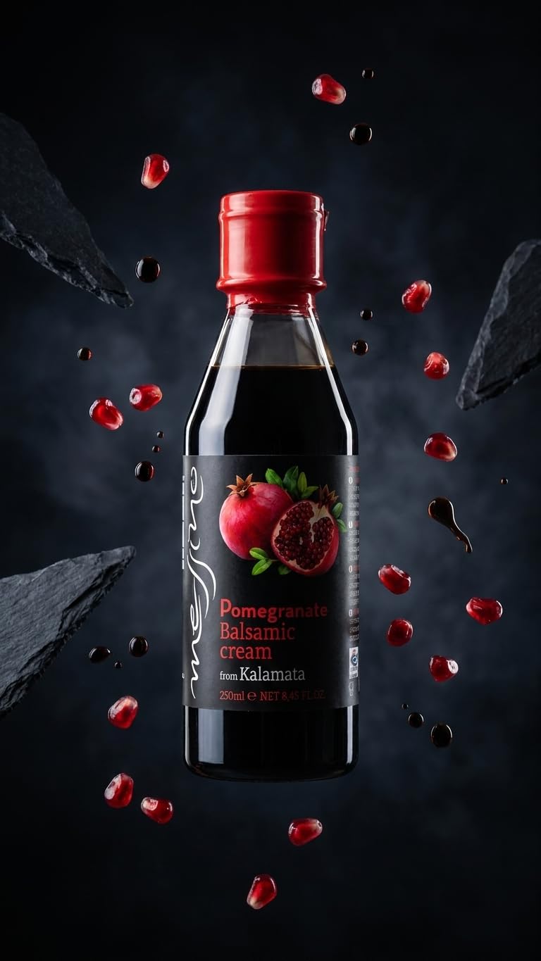 Messino Mezcla Gourmet de Cremas Balsámicas Griegas | Higos, Miel y Granada | Paquete de 3 x 250 ml (Total 750 ml) | Sin Azúcares Añadidos | Elaboración Tradicional