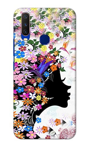Image of Printed Hard Back Cover Case for Vivo Y15 | Vivo Y17 | Vivo Y11 | Vivo U10 | Vivo Y12 | Vivo Y12i Back Cover (Floral Hairstyle Girl) -1803